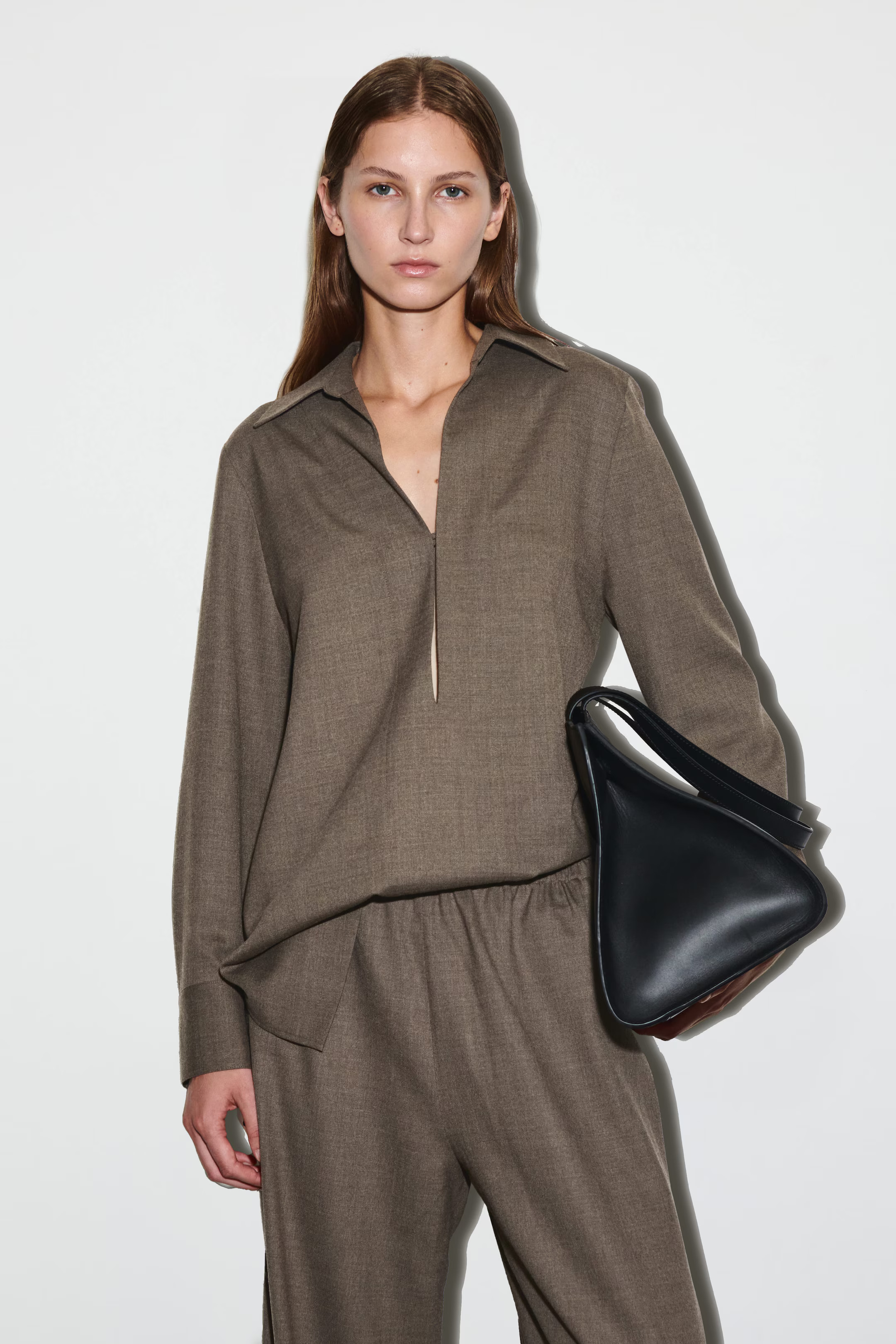 HEMD AUS WOLL-MIX MIT OFFENEM KRAGEN - GRAU | COS | COS (EU)