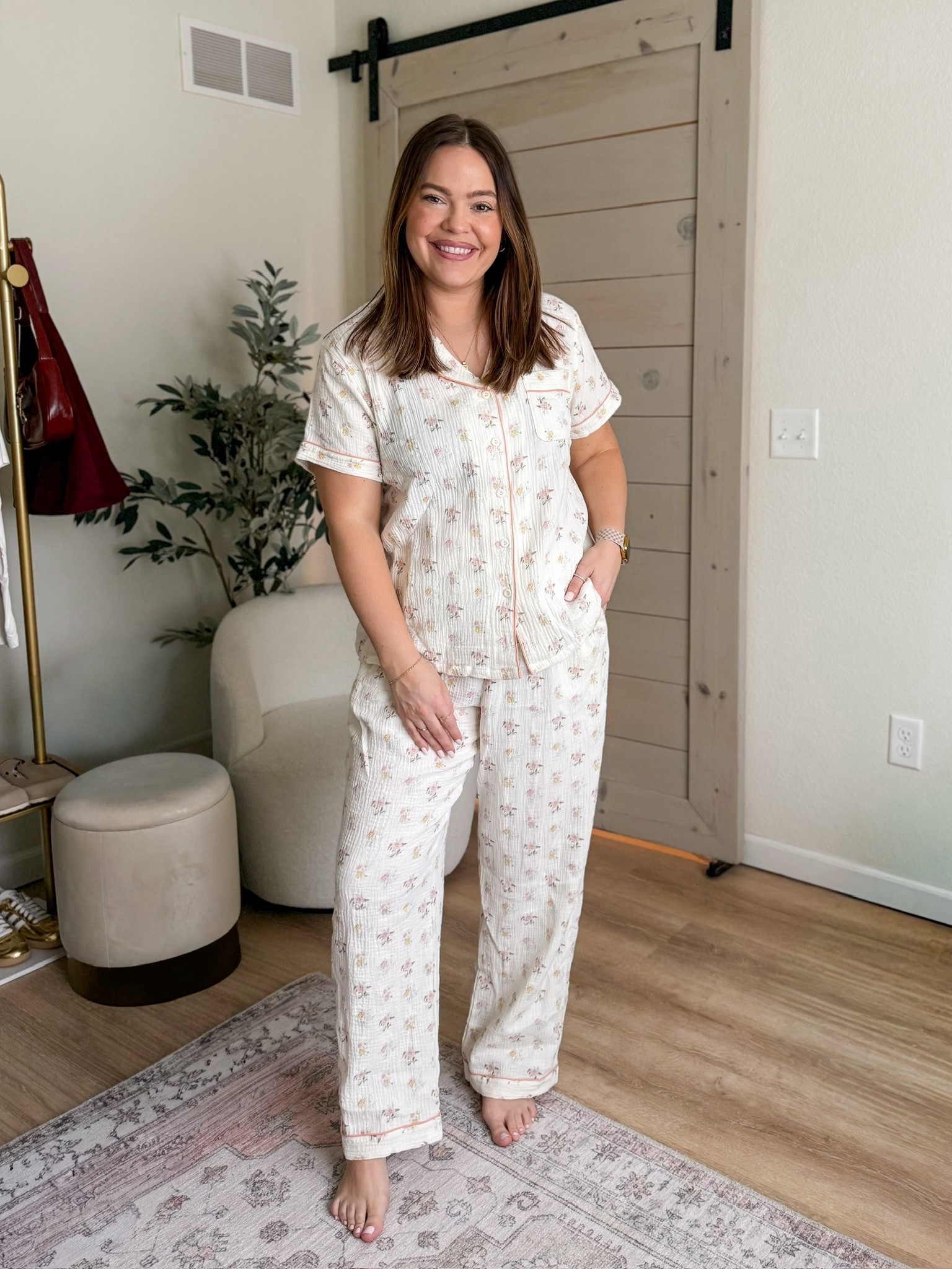 Three-piece pajama set // wearing the short sleeve shirt and pants, but also comes with shorts // wearing size large

#LTKSeasonal #LTKMidsize #LTKselfcare