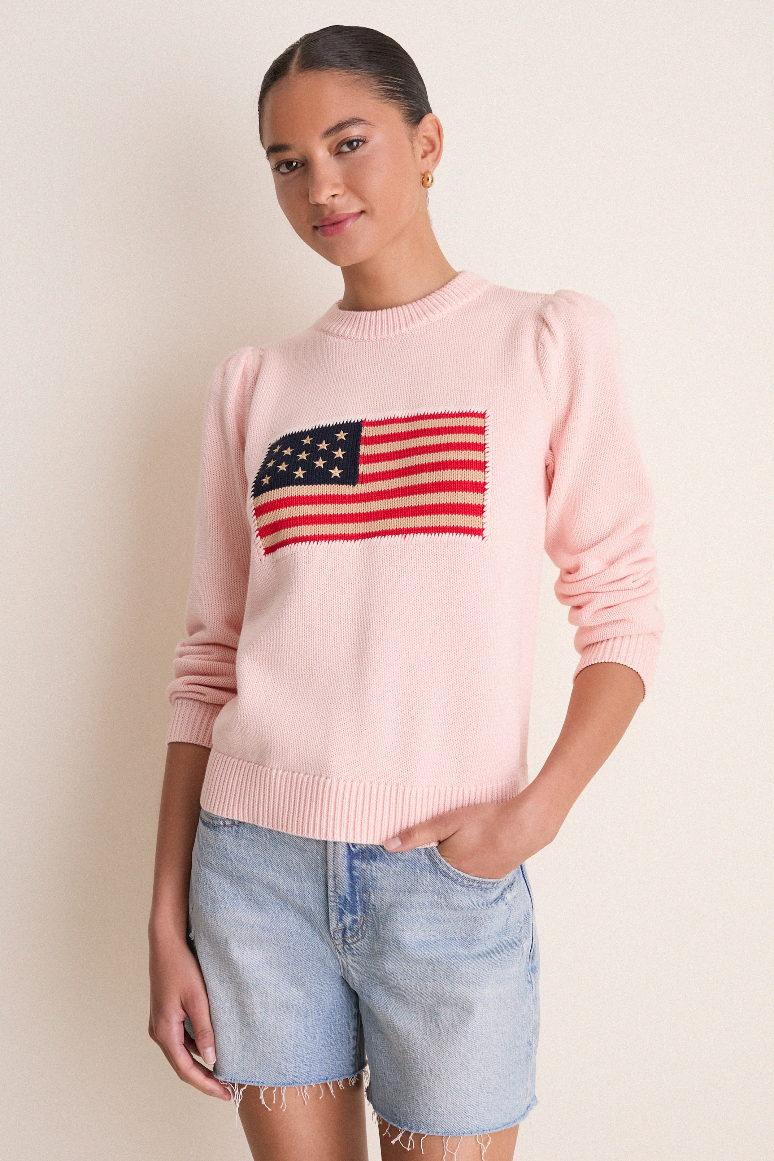 Light Pink Cropped Cotton Puff Sleeve Americana | Tuckernuck (US)