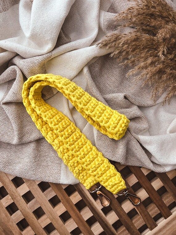 Yellow crochet strap, knitted strap, bag chain, accessories for bags, womans accessories, cotton ... | Etsy (US)