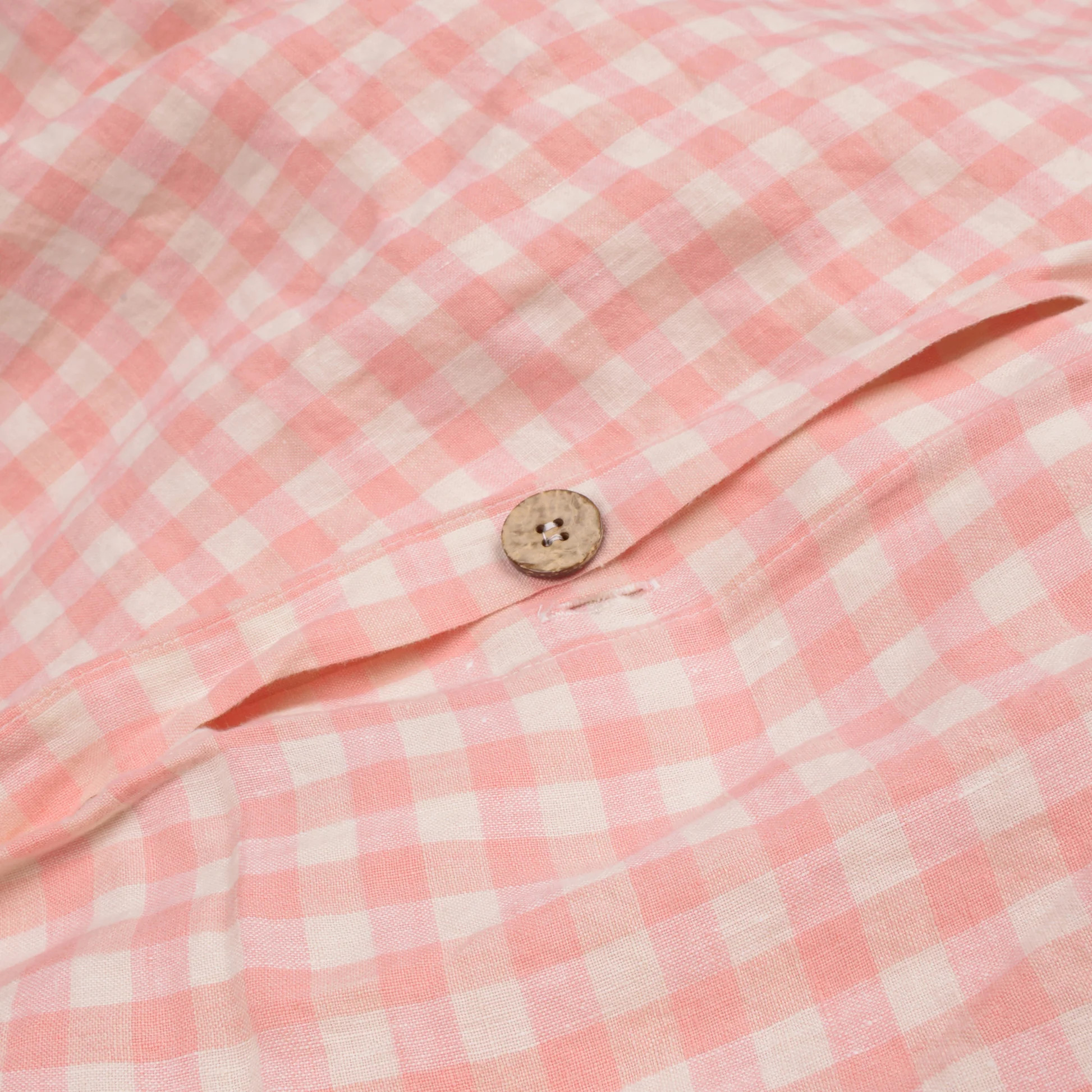 Pink Bloom Gingham 100% Linen Duvet Cover | Piglet