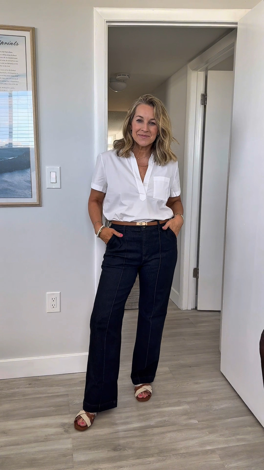 Spring neutrals that go with everything 🌿 Sharing a few closet staples that are perfect for effortless, elevated outfits — all tops are a true-to-size medium, the vest is tts 6 and jeans are 29 in classic length for reference.
🤍 White cropped denim – crisp, clean, and slightly structured with just the right amount of stretch
 💙 Blue straight-leg jeans – an all day stretch dream, flattering and insanely comfortable
 🤎 Tan short-sleeve sweater – lightweight, polished, and perfect for layering or wearing solo
 ☁️ White linen vest – chic & breathable, the easiest way to add dimension to your look
 🤍 White short-sleeve button-down – a timeless classic with a relaxed fit and breezy feel
And let’s talk shoes 👡
 ✨ Cognac + tan sandals – neutral, comfy, and elevate any look
 ✨ Tan espadrilles with cognac piping – the perfect mix of pretty + practical
These neutral spring outfits are easy to mix and match, making them great staples for a capsule wardrobe or packing for a warm-weather getaway.
@j.crewfactory #jcrewfactorypartner

#LTKFindsUnder50 #LTKWatchNow #LTKStyleTip

#LTKFindsUnder50 #LTKWatchNow #LTKStyleTip