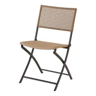 StyleWell Mix and Match Folding Wicker Outdoor Patio Dining Chair in Light Brown-FDS40059-L - The... | The Home Depot