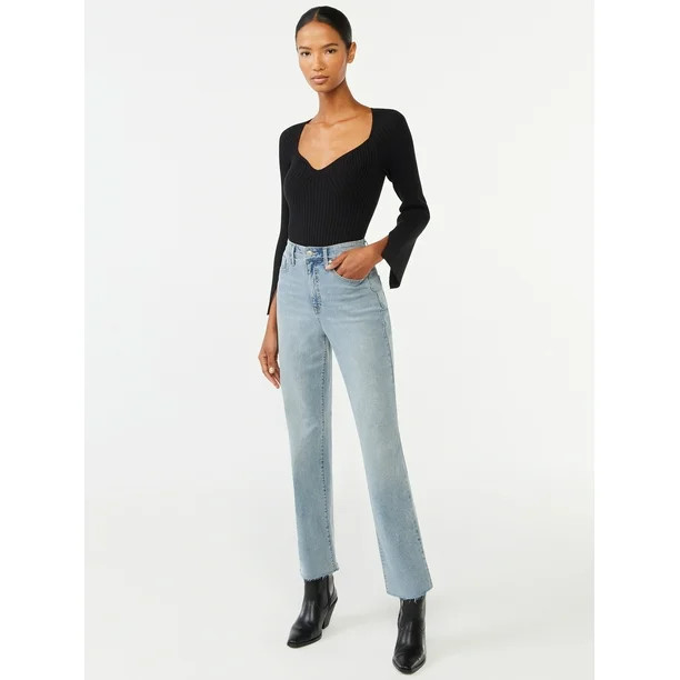 Scoop Women's Benton High Rise Straight Ankle Jeans - Walmart.com | Walmart (US)