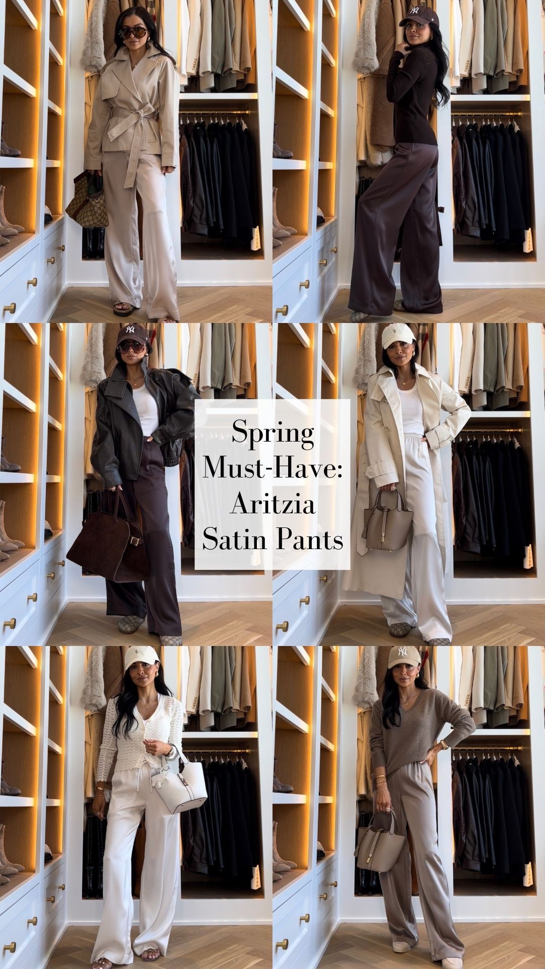 Aritzia haul - wearing the viral satin pants that fit everyone 
Aritzia Archer satin pant and Lodge pant wearing an XXS
White tank wearing an XS
Trench coat wearing an XXS
Zara trench coat wearing an XS
Amazon Hermes inspired sandals run TTS 
Amazon Valentino inspired jelly sandals run TTS 
Amazon sunglasses 
Gucci Giglio bag 
Gucci mules run TTS
Zara viral leather jacket wearing a small



#LTKWorkwear #LTKmomlife #LTKOver40