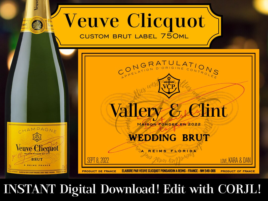 AUTHENTIC Wedding Veuve Clicquot Brut Custom Label 750mL PRINTABLE Birthday Bridal Shower Bridesm... | Etsy (US)