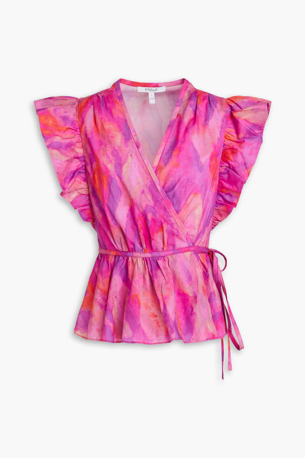 Ember ruffled printed cotton-poplin wrap top | The Outnet (US and CA)