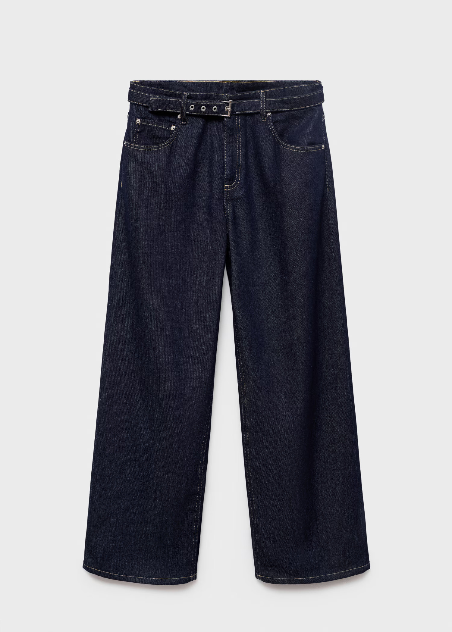 Straight-fit belt jeans - Women | MANGO United Kingdom | MANGO (UK)