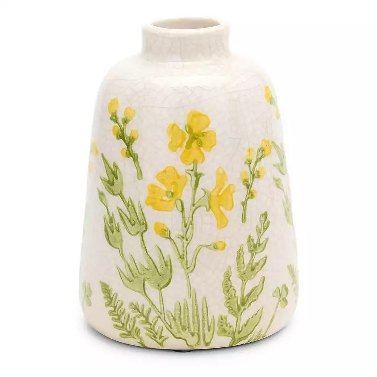 Yellow Floral Ceramic Vase, 7 in. | Kirklands