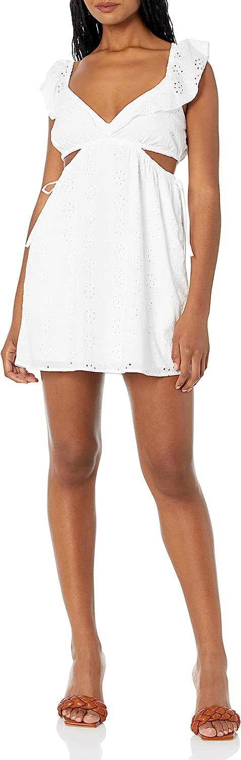 Speechless Women's White Eyelet Flutter Sleeve Dress | Amazon (US)