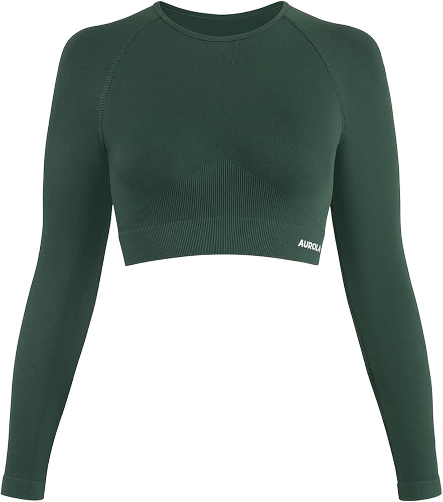 AUROLA Serpent Snake Long Sleeve Shirts for Women, Seamless Workout Crop Tops Crew Neck Cropped T... | Amazon (US)