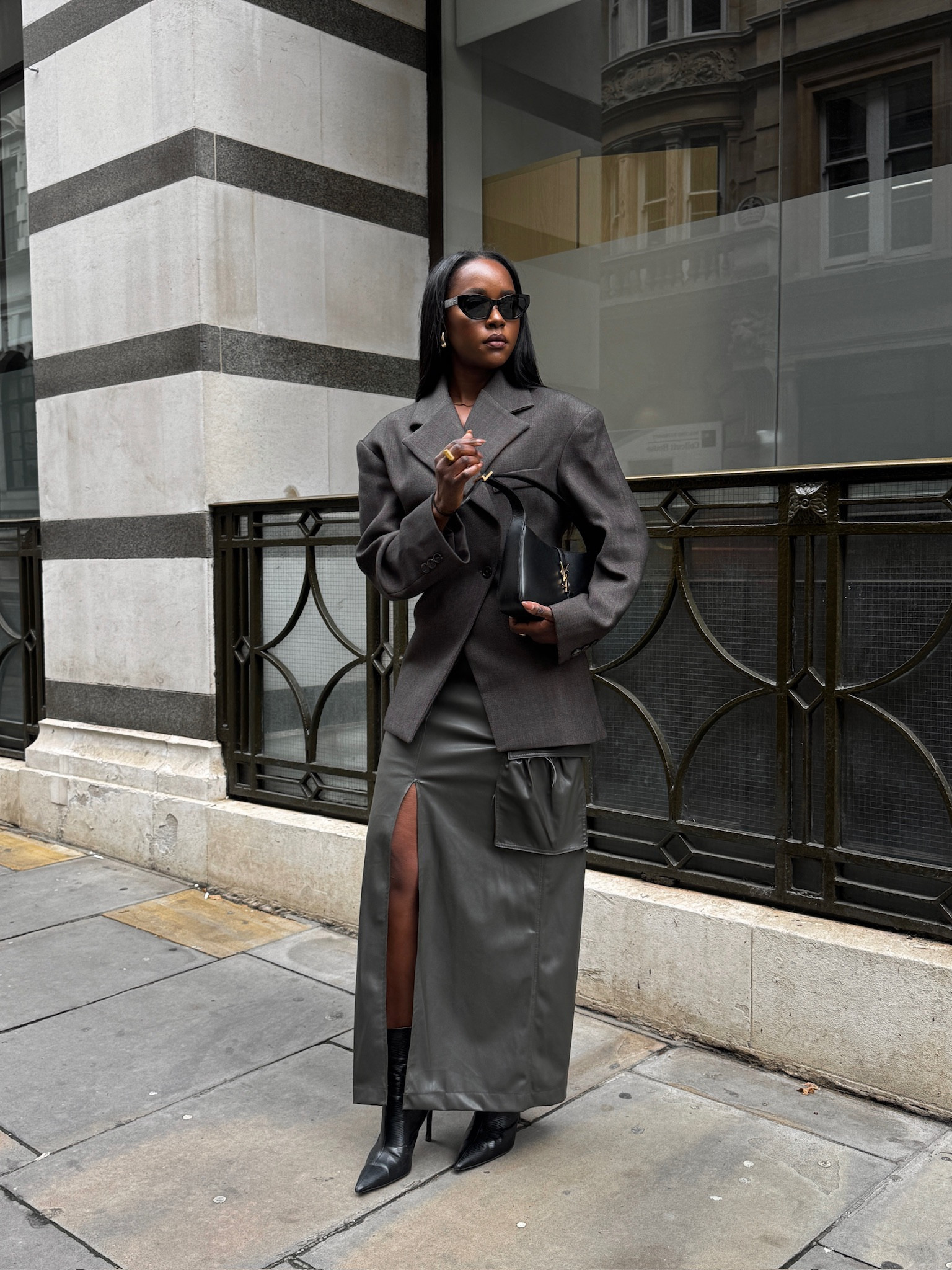 Asymetric blazer and faux leather midi skirt outfit.

Blazer is @sourceunknown 

#LTKautumn #LTKeurope #LTKluxury