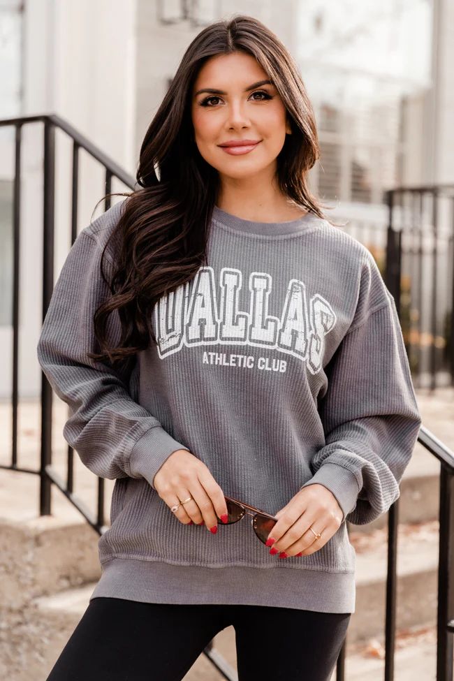 Dallas Athletic Club Charcoal Corded Graphic Sweatshirt SALE | Pink Lily
