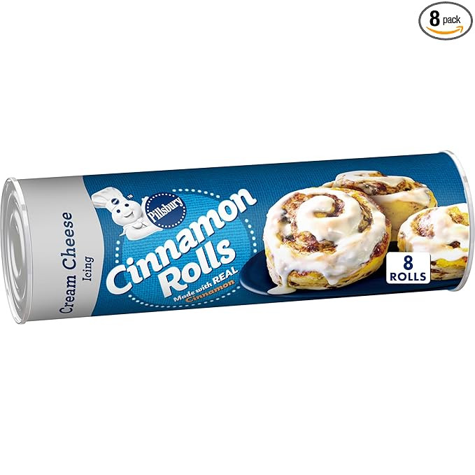 Pillsbury Cinnamon Rolls with Cream Cheese Icing, Refrigerated Canned Pastry Dough, 8 ct., 12.4 o... | Amazon (US)