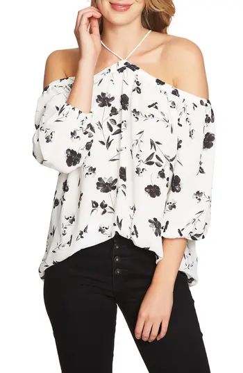 Women's 1.state Off The Shoulder Sheer Chiffon Blouse, Size XX-Small - Ivory | Nordstrom