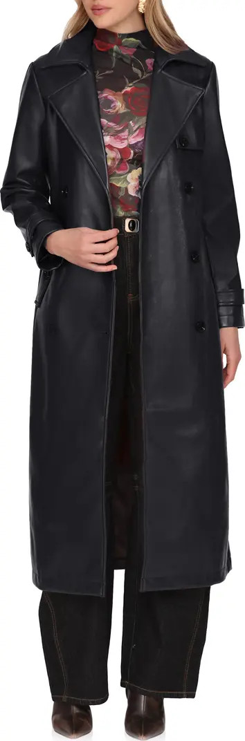 Double Breasted Faux Leather Trench Coat | Nordstrom