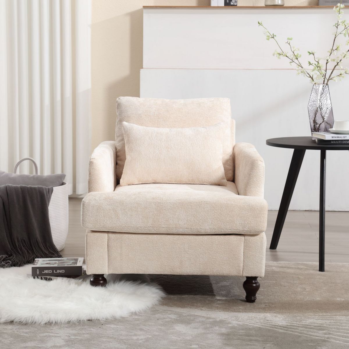 Deja Wood Frame Chenille Accent Chair, Modern Armchair for Living Room - Maison Boucle | Target