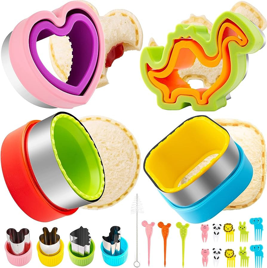 Sandwich Cutter for Kids 22 Pcs (LARGE), Kimfead Cookie Cutters and Sealer Set, Bread Decruster P... | Amazon (US)