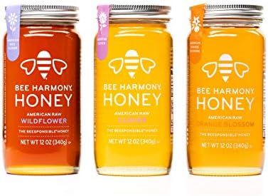 Bee Harmony Honey 3 Pack Variety Pack, 36 Ounce (Clover, Wildflower and Orange Blossom) | Amazon (US)