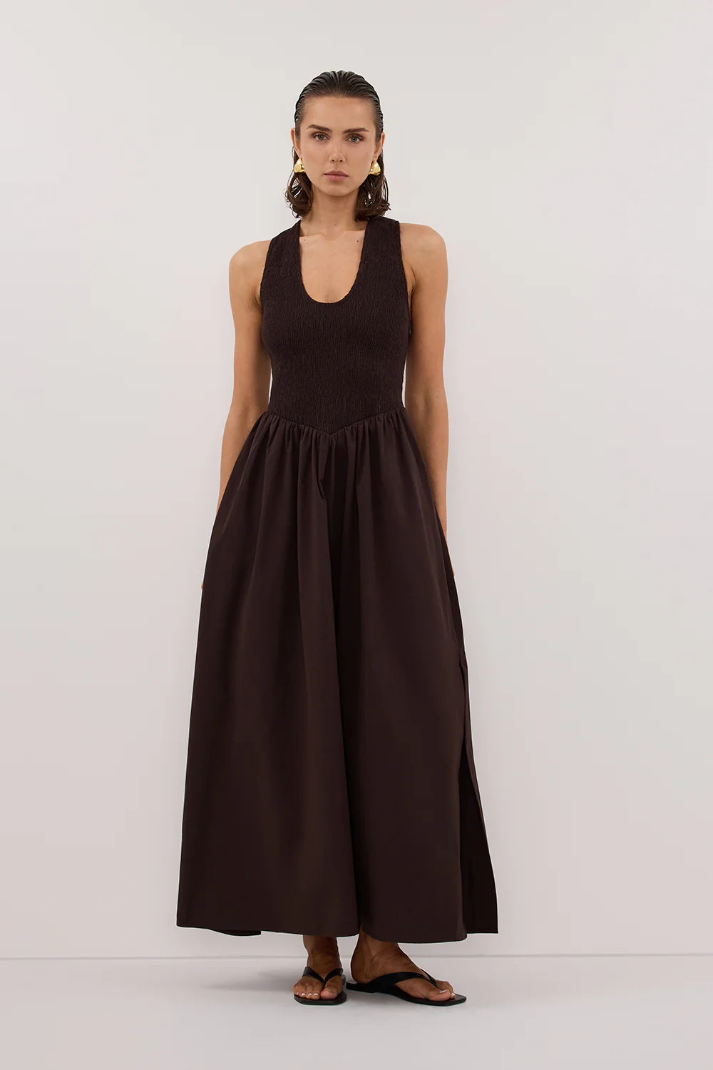 FLORENCE BURNT CHOC COTTON MIDI | DISSH