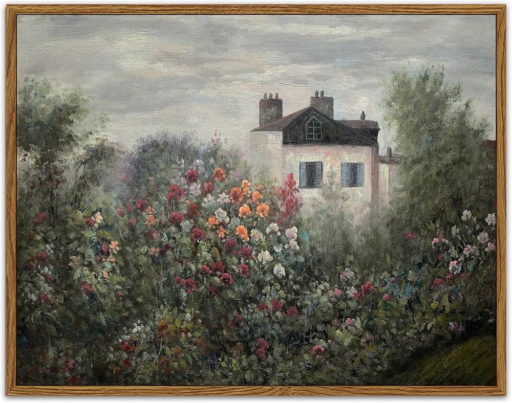 SHENIFY Landscape Framed Canvas Wall Art Vintage Classical Flower Garden Prints Hallway Bathroom ... | Amazon (US)