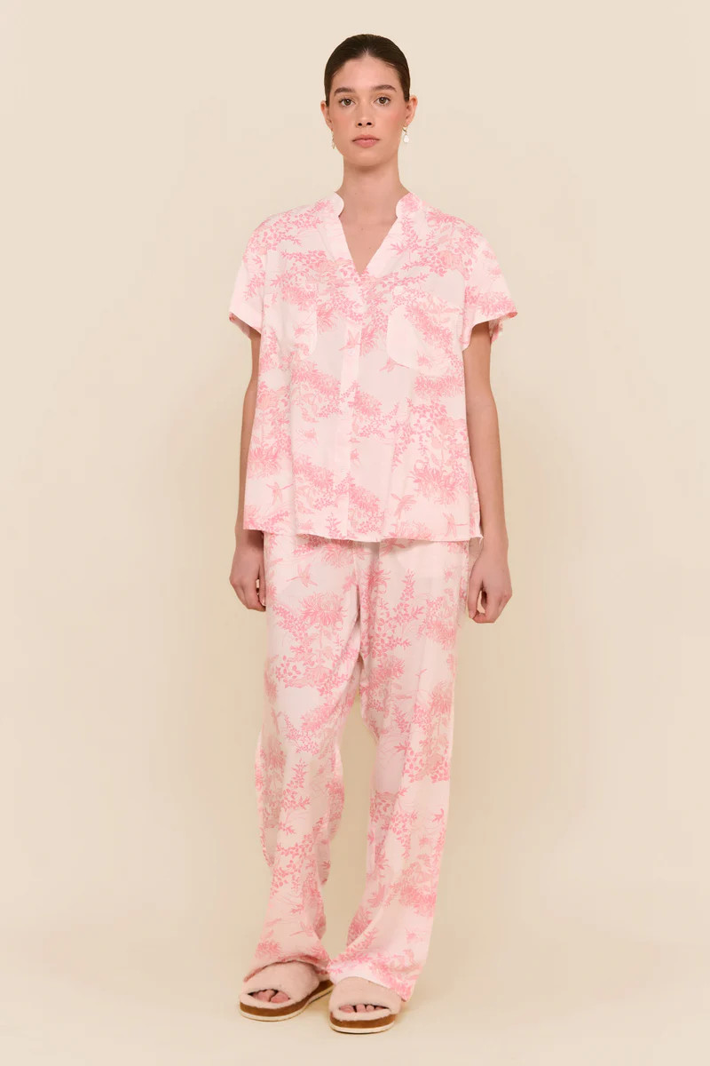 Maggie Pyjama Set - Long Pants - Summer Toile - Pink | Piyama US