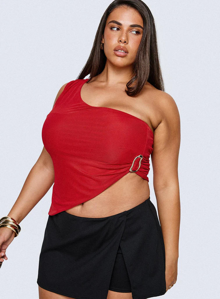 Machiatto One Shoulder Top Red Curve | Princess Polly US