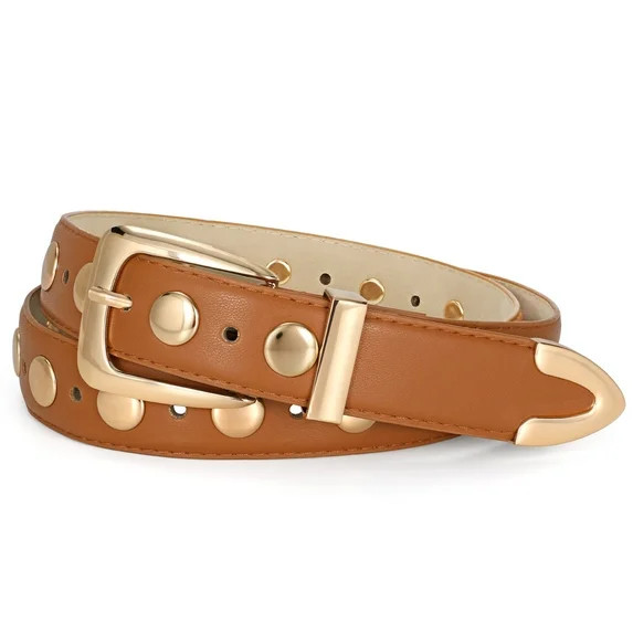 SUOSDEY Studded Belts for Women Punk Belts Cowgirl Leather Belt for Jeans Dress | Walmart (US)