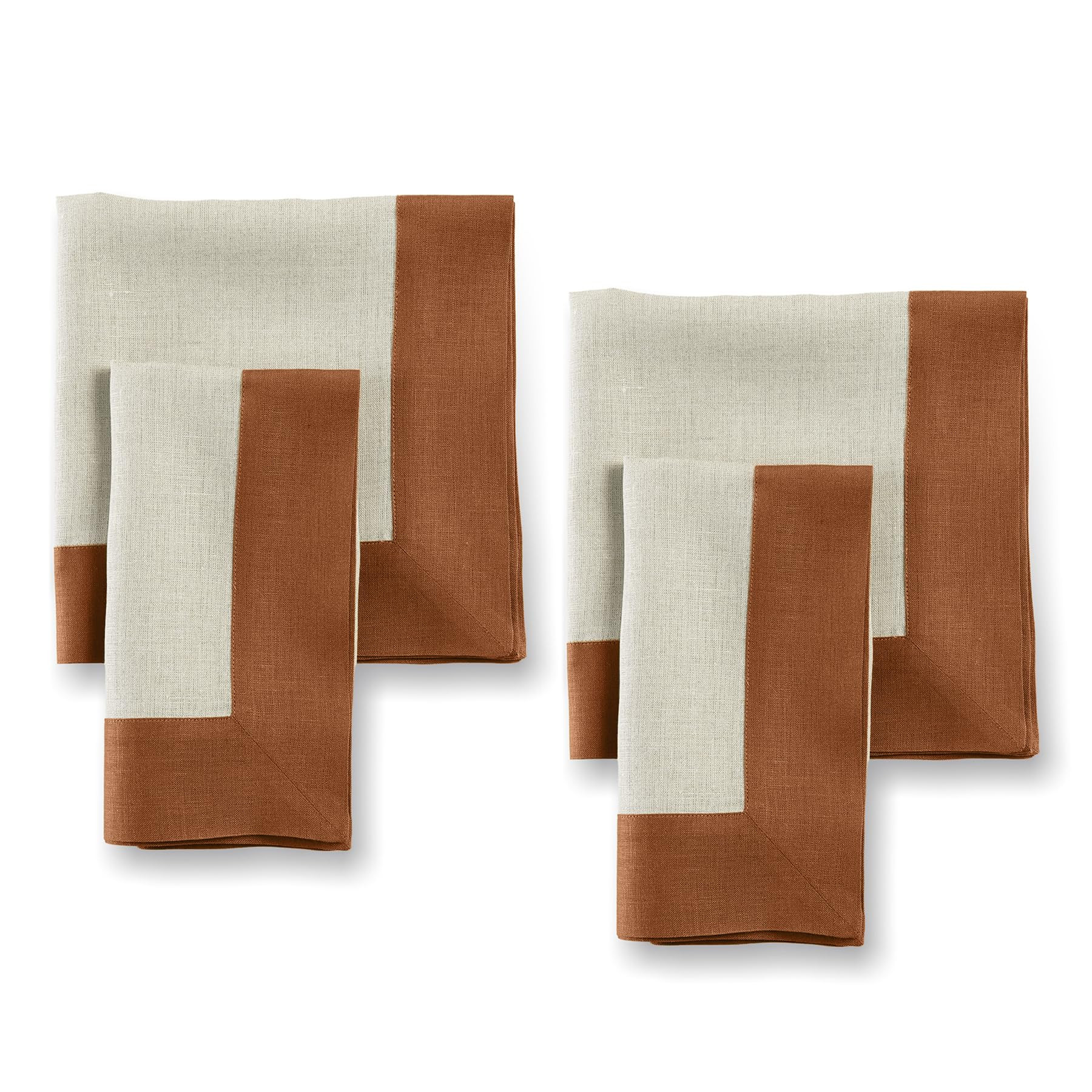 Solino Home Linen Cloth Napkins Set of 4-100% Pure Linen Cinnamon and Natural Dinner Napkins 20 x 20 Inch for Fall, Autumn, Halloween, Thanksgiving - Contempo, Handcrafted and Machine Washable | Amazon (US)