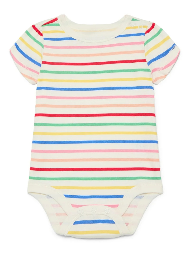 Wonder Nation Baby Girl Short Sleeve Bodysuit, Sizes 0-24 Months | Walmart (US)