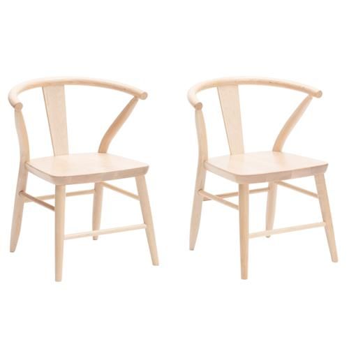 Milton & Goose Crescent Modern Classic Natural Wood Chair - Set of 2 | Kathy Kuo Home