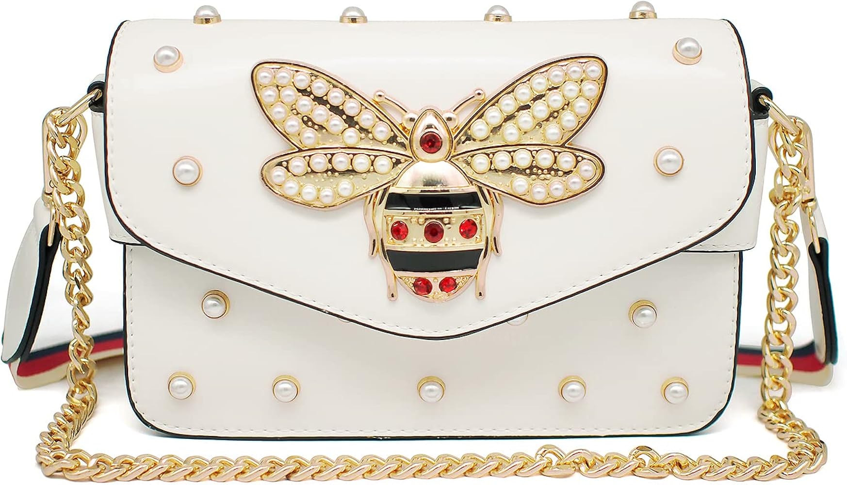 Beatfull Designer Bee Purse Fashion Crossbody Bags with Pearl for Women Pu Leather Shoulder Clutc... | Amazon (US)