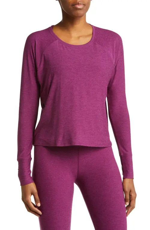Beyond Yoga Featherweight Long Sleeve T-Shirt in Aubergine-Beet at Nordstrom, Size Large | Nordstrom