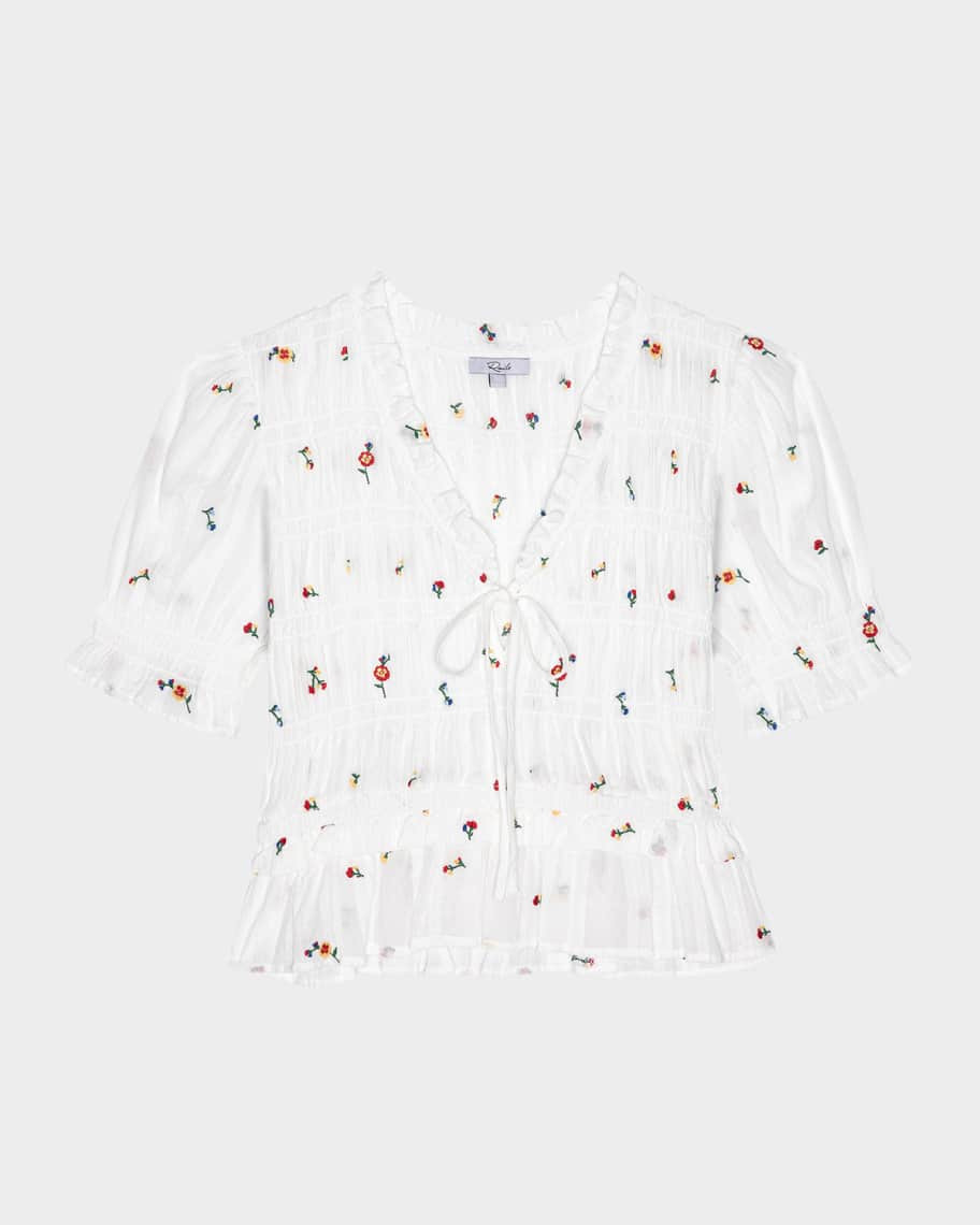 Fontaine Embroidered Cotton Top | Neiman Marcus