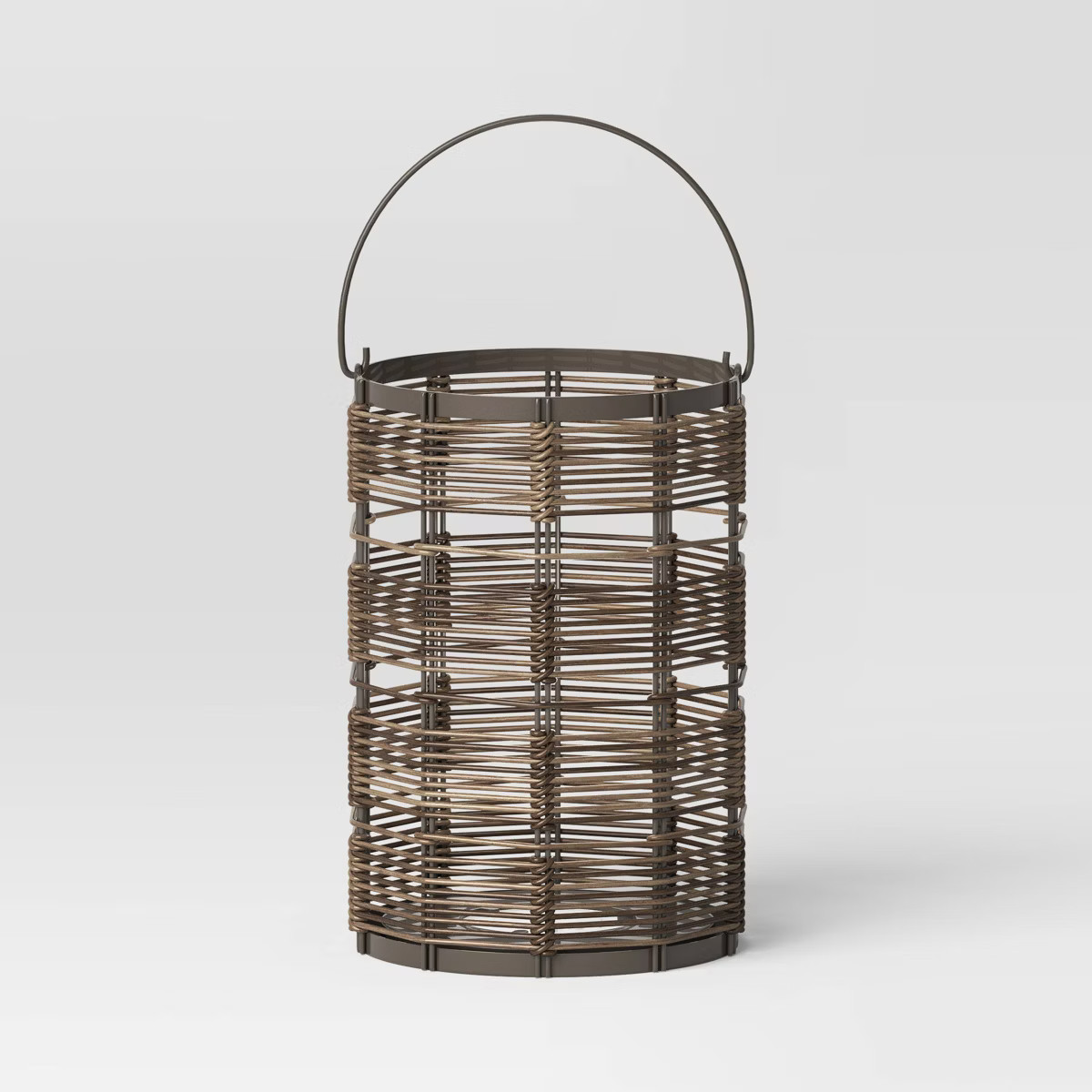 Metal and Wicker Woven Round Battery LED Outdoor Lantern Assorted Grays - Threshold™ | Target