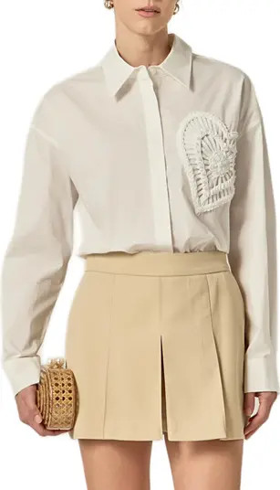 English Factory Faux Pearl Embellished Heart Button-Up Shirt | Nordstrom | Nordstrom