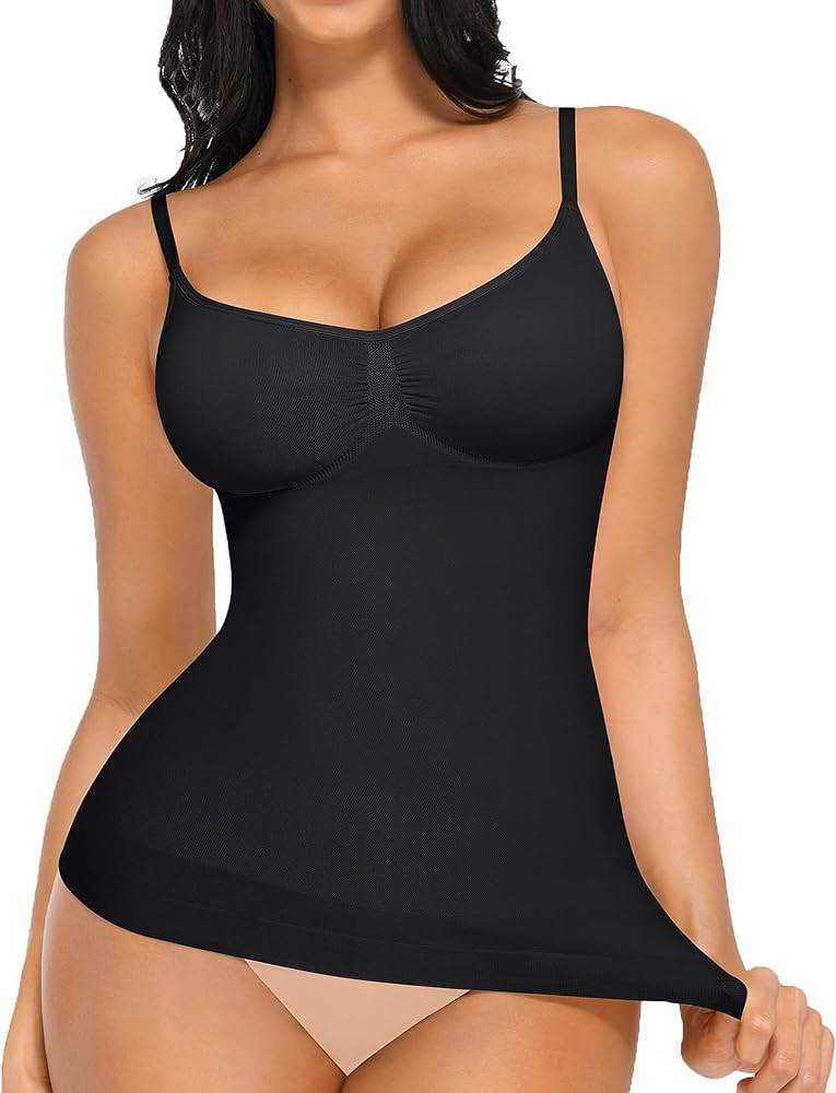 FeelinGirl Womens Tank Top Shapewear Tummy Control Tops Slimming Cami Tank Seamless Compression V... | Amazon (US)