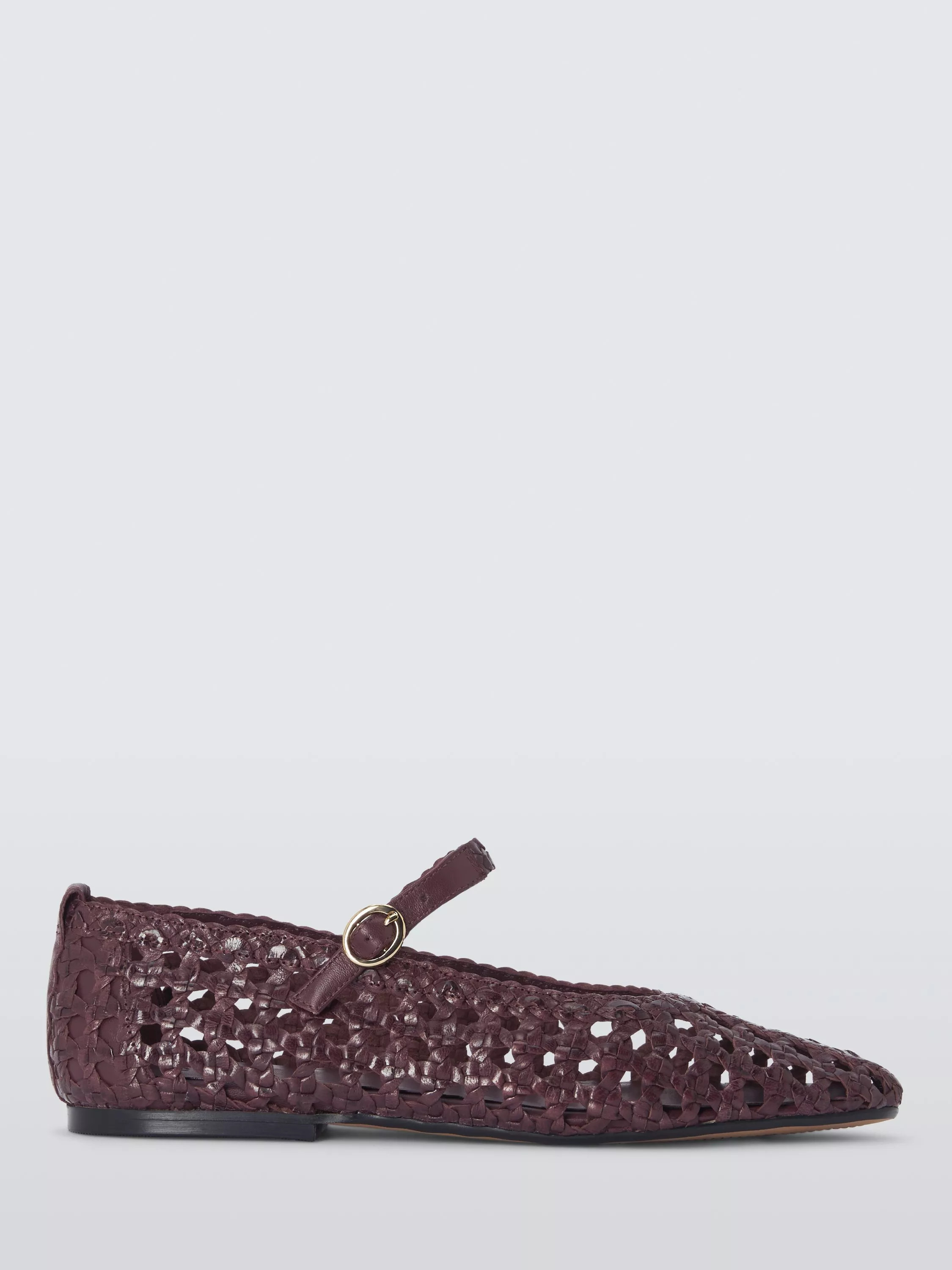 John Lewis Hollies Woven Leather Ballet Flats, Bordeaux | John Lewis (UK)