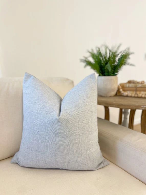 Chambray Linen Pillow Cover Contemporary Coastal Modern | Etsy | Etsy (US)