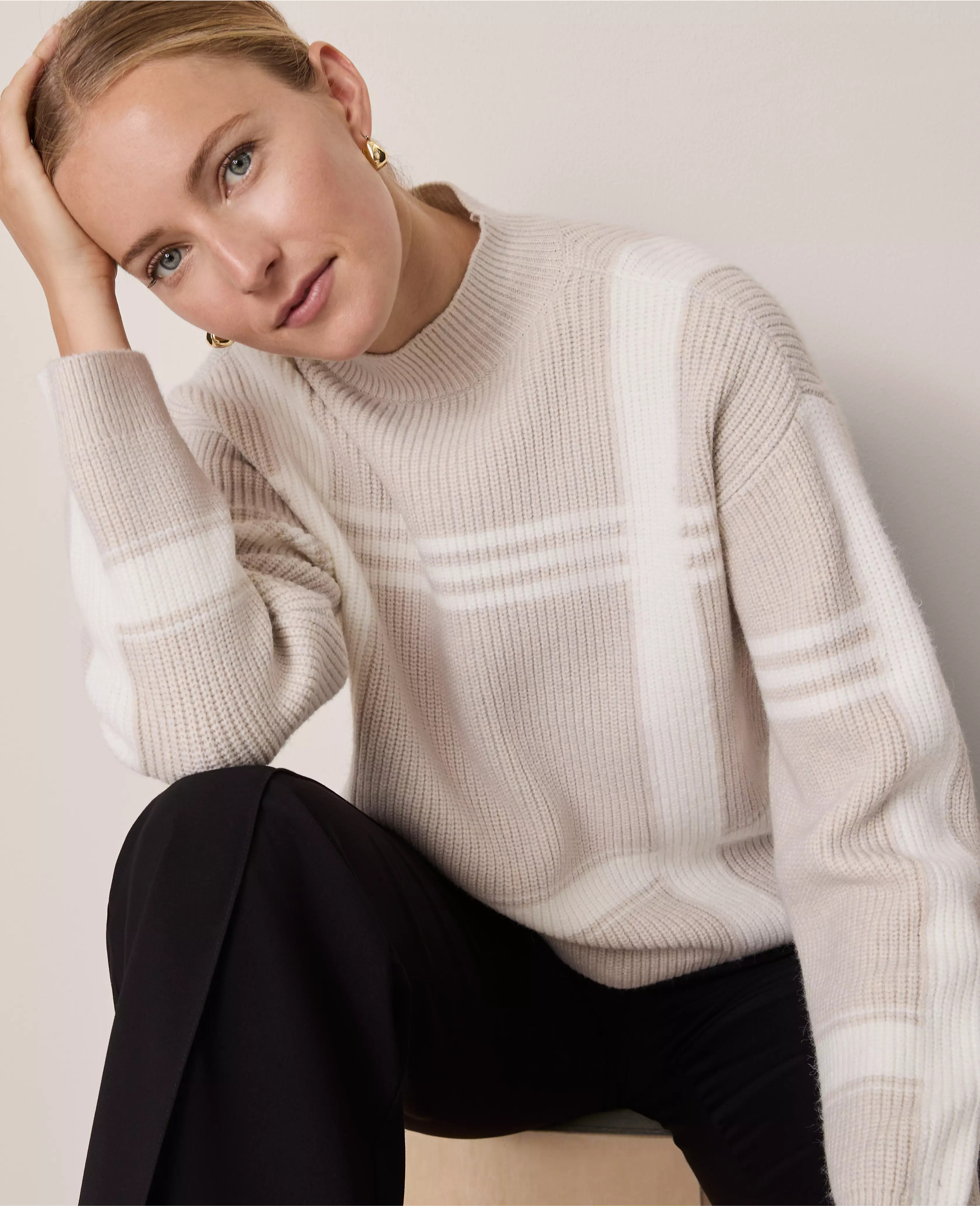 Petite Plaid Mock Neck Sweater | Ann Taylor
