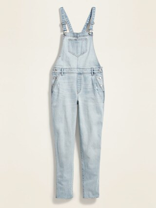 Straight Light-Wash Distressed Jean Overalls for Women | Old Navy (US)