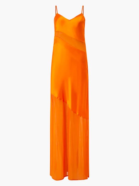 Inu Satin Strappy Mesh Maxi Dress | French Connection (UK)