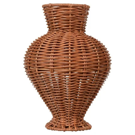 Better Homes & Gardens Woven Faux Rattan Indoor Vase, 10", Brown | Walmart (US)
