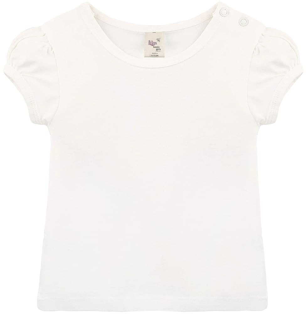 Lilax Baby Girls' Basic T-Shirt Short Sleeve Crewneck Tee | Amazon (US)