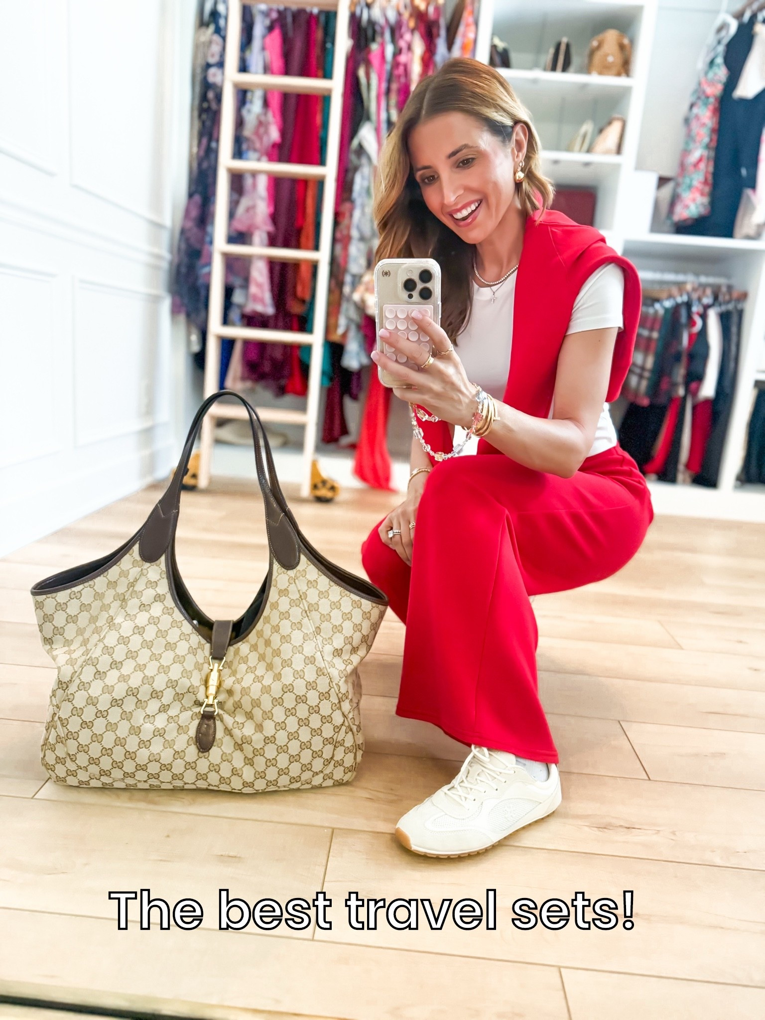 My travel essentials! My travel must-haves. Travel favorites. My travel outfit. Airport outfit. The best matching sets! Code LISAMARIEXSPANX on first time orders. Wearing XS petite in pants and XS in top. I went up half a size in cream sneakers. Gucci Mercato tote in size large.

#LTKootd #LTKgrwm #LTKTravel