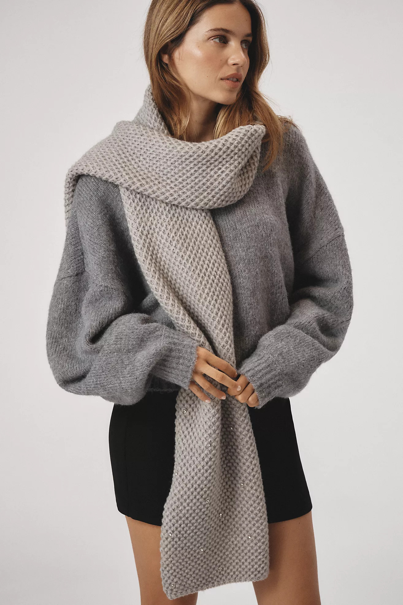 Rhinestone Waffle Knit Scarf | Anthropologie (US)