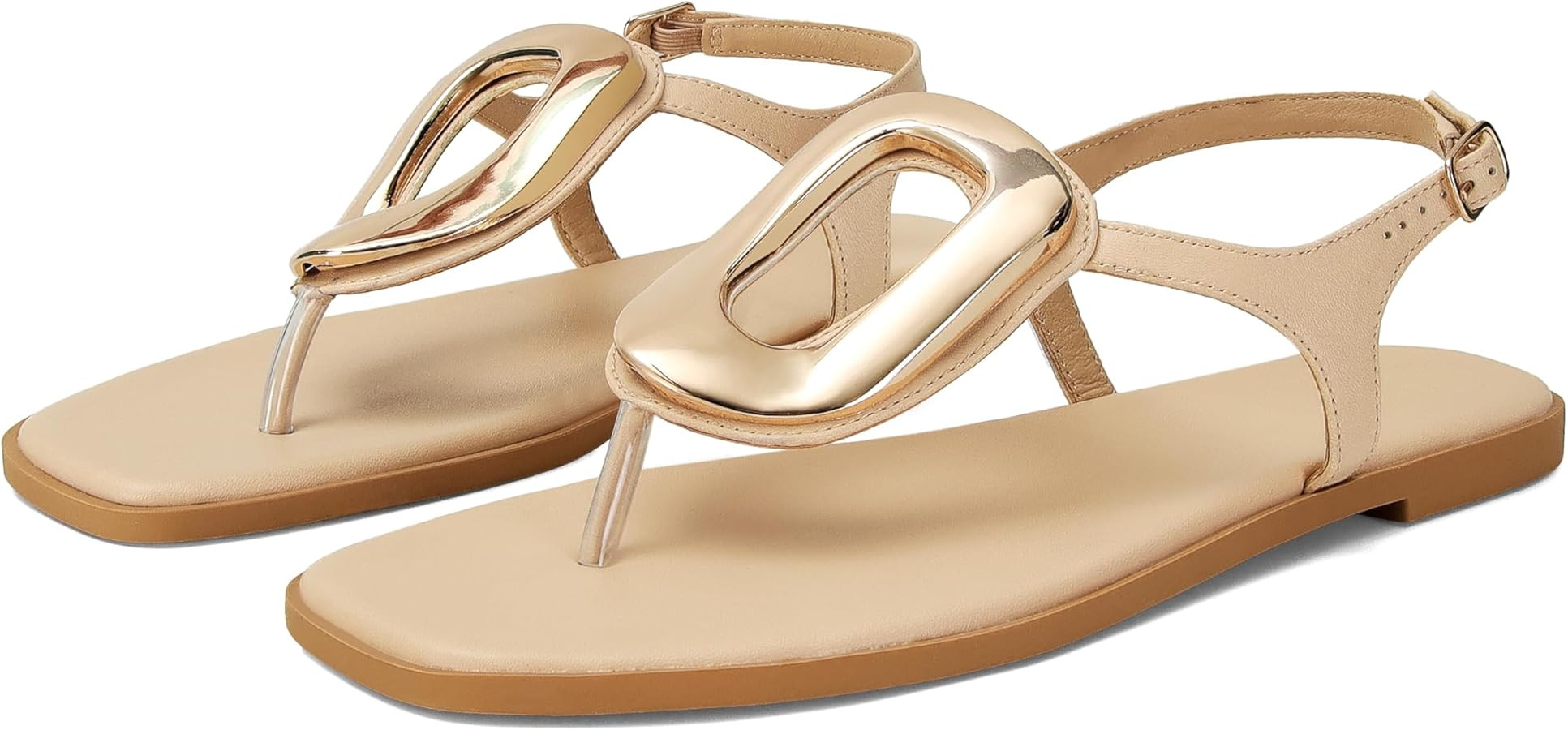 Wnshonzy Flip-Flops for Women Thong Sandals Flat Slip on Slides Beach Comfort Open Square Toe Lad... | Amazon (US)