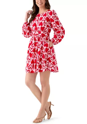 Crown & Ivy™Women's Long Sleeve Printed Poplin Swing Dress | Belk