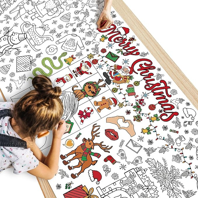 Christmas Giant Coloring Poster/Tablecloth - Christmas Crafts for Kids - 30 x 72 Inches Jumbo Col... | Amazon (US)