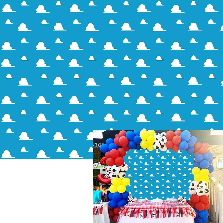 BINQOO 7x5ft Cartoon Blue Sky White Clouds Backdrop Kids Birthday Party Boy Baby Shower Photograp... | Amazon (US)